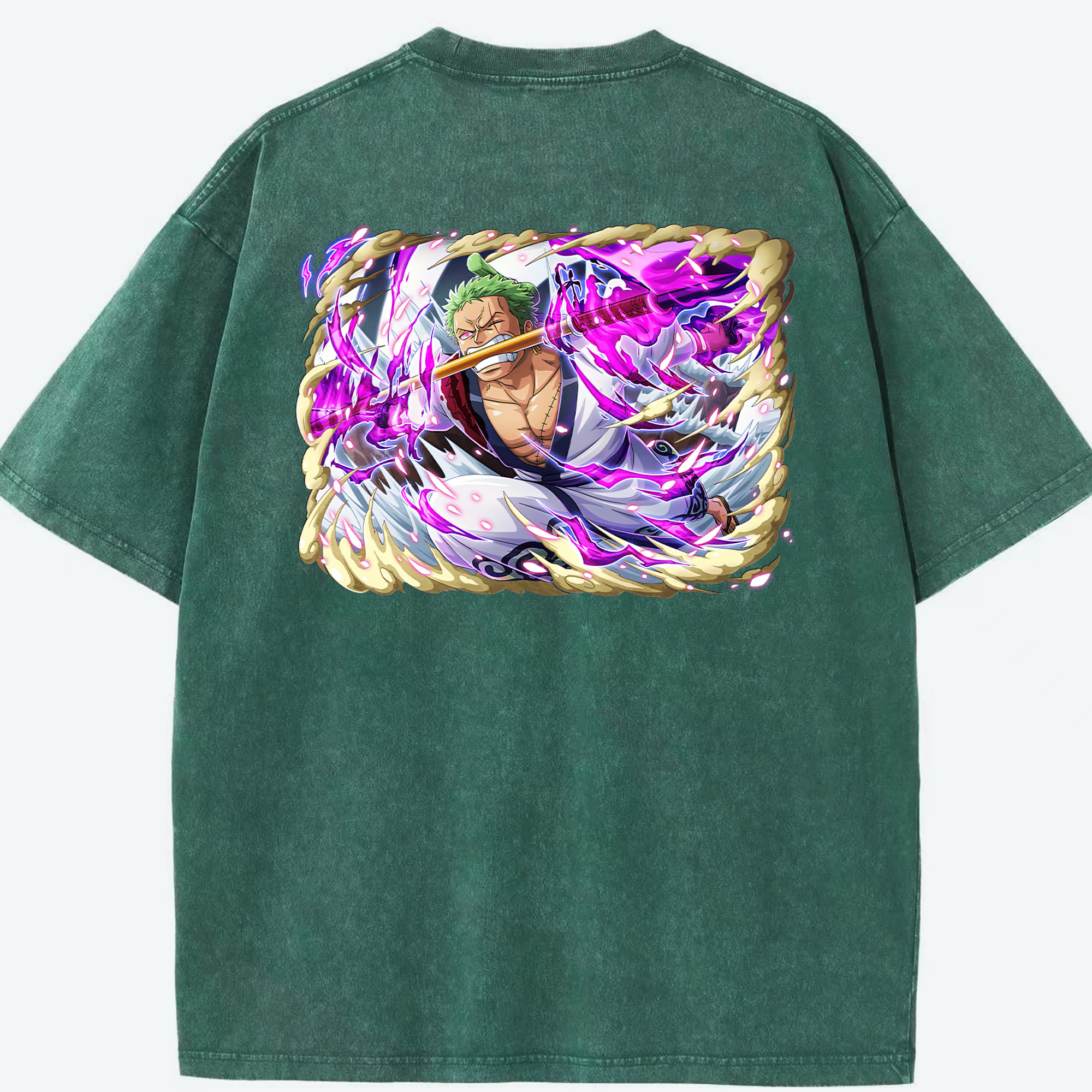 ワンピース ロロノア・ゾロ ONE PIECE Roronoa Zoro 綿100% ヴィンテージ風 半袖Tシャツ（背面プリント）